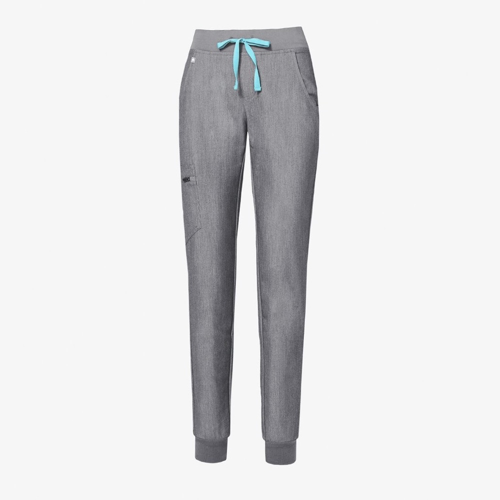 FIGS Graphite Joggers w/ Teal Drawstring